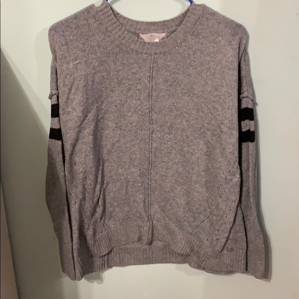 Pink Rose-Gray Striped Sweater